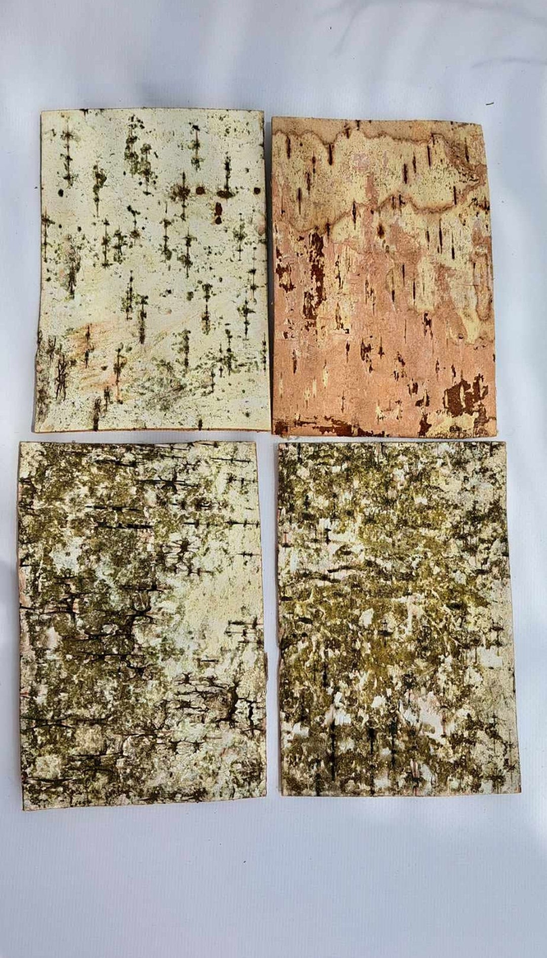 4 Pcs. White Birch Bark Sheets 15.5 Cm 10.5 Cm / 6.1