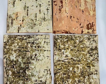 4 pcs. white birch bark sheets 15.5 cm 10.5 cm / 6.1&quot;x 4,1&quot;