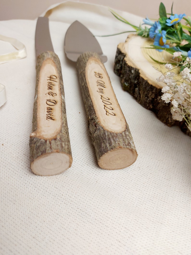 Cake Cutting Set Wedding Rustic wedding Knife and Cake Server Etsy