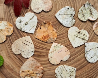 30 corazones de corteza de abedul: decoración rústica para bodas, materiales para manualidades