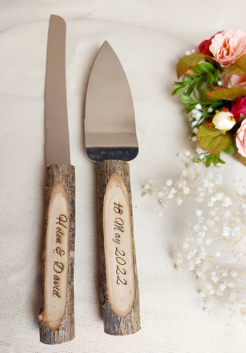 Cake Cutting Set Wedding Rustic ,wedding Knife and Cake Server Set