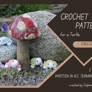 Crochet pattern (digital PDF) for an amigurumi little turtle made by Delphinesworks