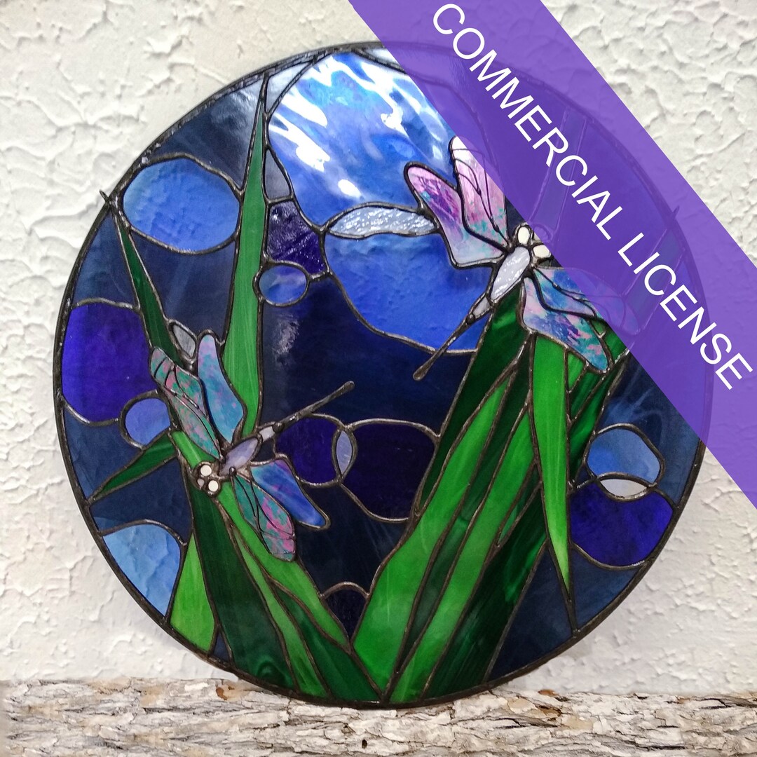 Digital PDF Pattern Cobalt Blue Dragonfly for Stained Glass Work, Glass ...