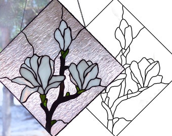 Magnolia Stained Glass Pattern: Floral Window Decor (PDF Pattern)