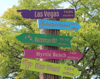 Directional, Mileage, Destination Outdoor Signs - Personalized Arrow Signs for Outdoors - Custom Carved Arrows