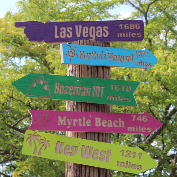 Directional, Mileage, Destination Outdoor Signs - Personalized Arrow Signs for Outdoors - Custom Carved Arrows