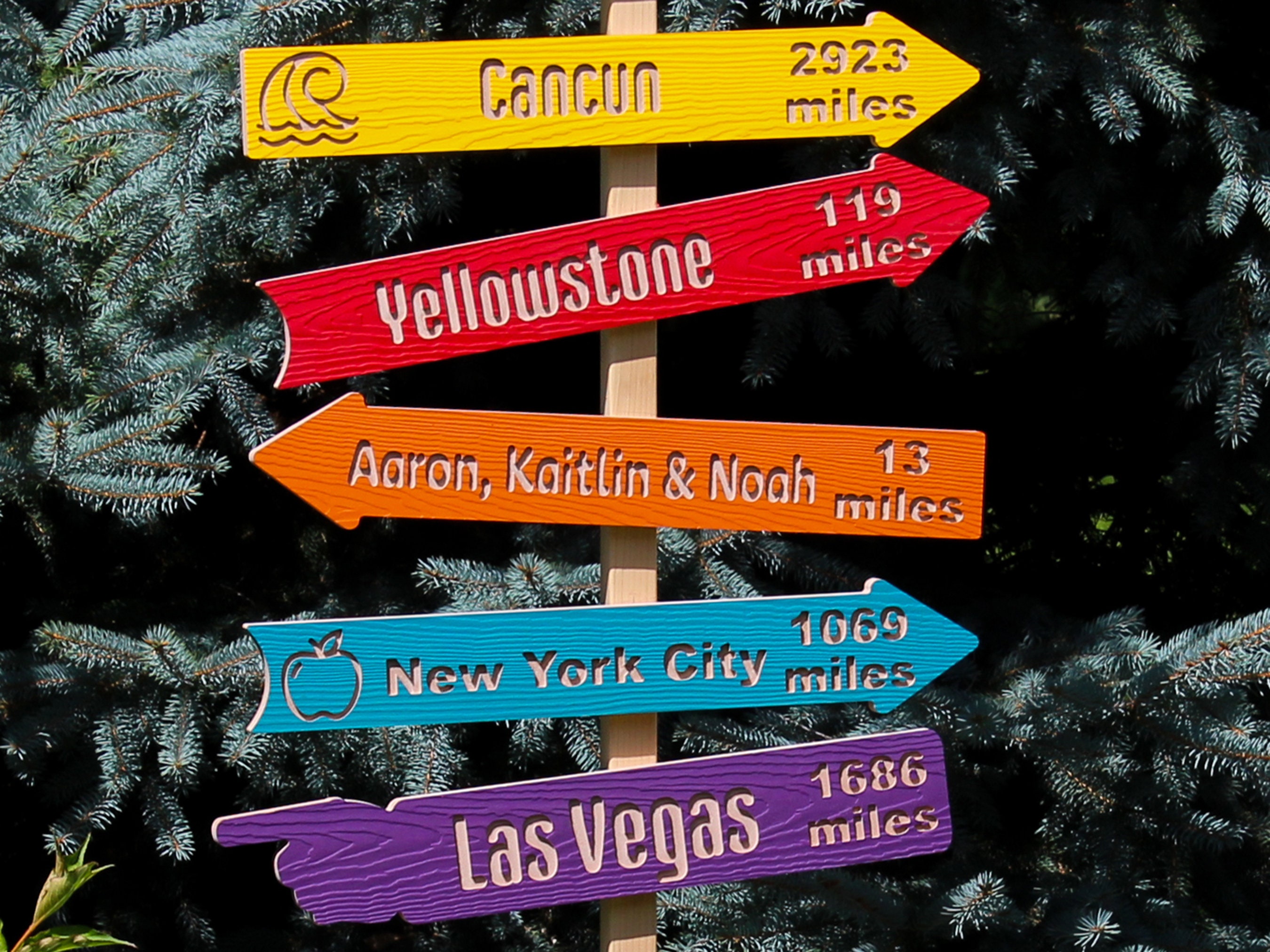 💖Buy 2 Free Shipping💖Direction, Mileage, Destination Outdoor Signs - Personalized Directional Signs - Custom Carved Arrow