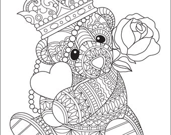 Teddy Bear Coloring Etsy