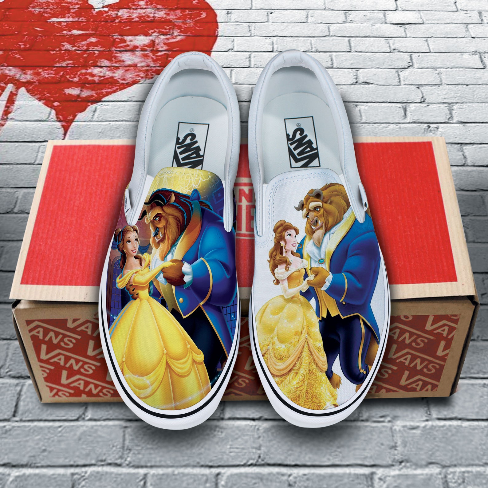 Beauty and The Beast Hand Painted Shoes Custom Sneakers Etsy