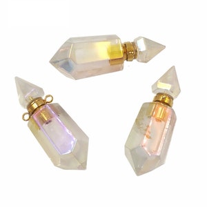 P1591 Amazing lady fashion enegy natural crystal quartz AURA perfume bottle pendant as gift for friends essencil oil pendant