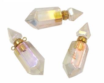 P1591 Amazing lady fashion enegy natural crystal quartz AURA perfume bottle pendant as gift for friends essencil oil pendant