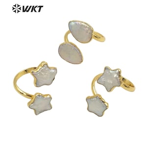 Star & Water Drop Shell Ring: Gold Party Jewelry