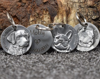 3D dog tags, Pet dog tag, dog ID tag, Personalized pet dog ID tag, puppy tag, dog ID Tag, dog tag for dogs, Silver Dog Tag