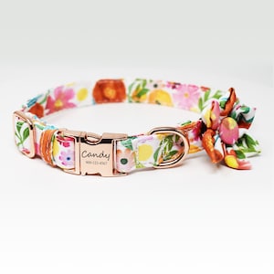 Personalized Dog Collar, Custom Engraved High Quality ID Dog Collar, Floral Dog Collar, gift for dog, Collar with flower, female dog Collar