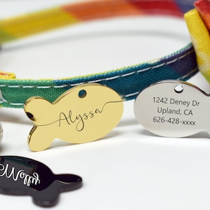 Stainless Steel cat Tag, Fish Shape cat tag, Personalized fish Shape cat tag, Pet cat tag, cat ID tag, engraved cat tag, Custom Cat Tag