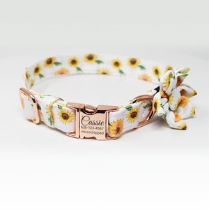 Personalized Dog Collar, Custom Engraved High Quality ID Dog Collar, Floral Dog Collar, gift for dog, Collar with flower, female dog Collar