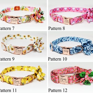 Personalized Dog Collar, Custom Engraved High Quality ID Dog Collar, Floral Dog Collar, gift for dog, Collar with flower, female dog Collar image 5