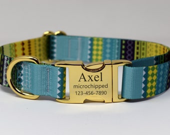 Personalized Dog Collar, Custom Engraved High Quality ID Dog Collar, Floral Dog Collar, gift for dog, Designer Collars, personalized collar