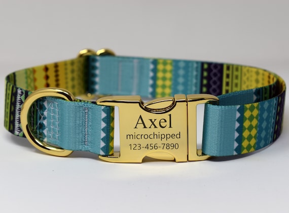 Personalized Dog Collar, Custom Engraved High Quality ID Dog Collar, Floral Dog Collar, gift for dog, Designer Collars, personalized collar