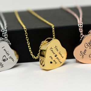 Personalized Heart Cremation Jewelry, Urn Necklace for Human and Pets Ashes, Custom Engraved Memorial Keepsake Jewelry, Urn Necklace for dog