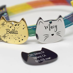 Stainless Steel Cat Tag, Cat Name Tag, Personalized Cat Tag, Pet cat tag, Custom Cat Tag, Cat Tag, Cat ID Tag, Cat Collar Tag