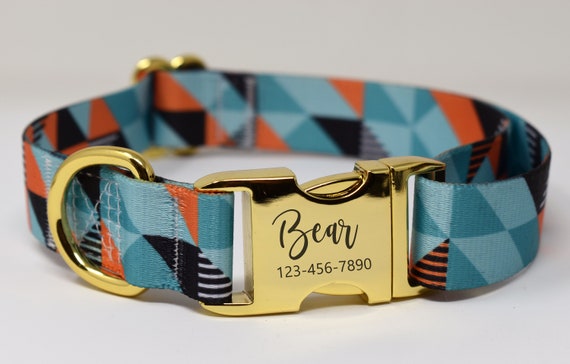 Personalized Dog Collar, Custom Engraved High Quality ID Dog Collar, Floral Dog Collar, gift for dog, Designer Collars, personalized collar