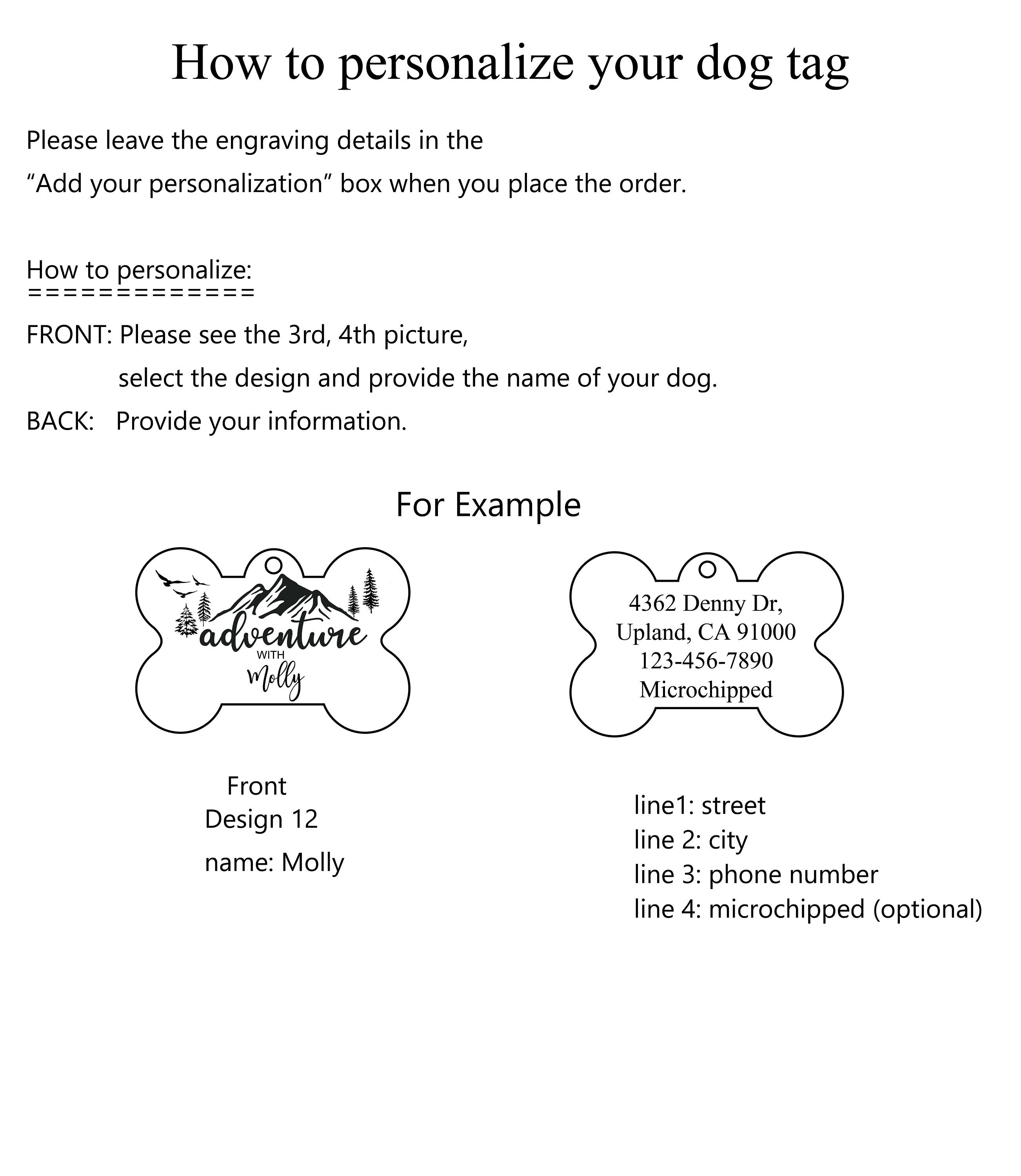 Stainless Steel Dog Tag Bone Shape Dog Tag Personalized Bone Etsy