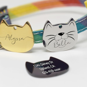 Stainless Steel Cat Tag, Cat Name Tag, Personalized Cat Tag, Pet cat tag, Custom Cat Tag, Cat Tag, Cat ID Tag, Cat Collar Tag