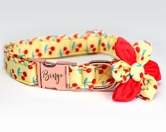 Personalized Dog Collar, Custom Engraved High Quality ID Dog Collar, Floral Dog Collar, gift for dog, Collar with flower, female dog Collar