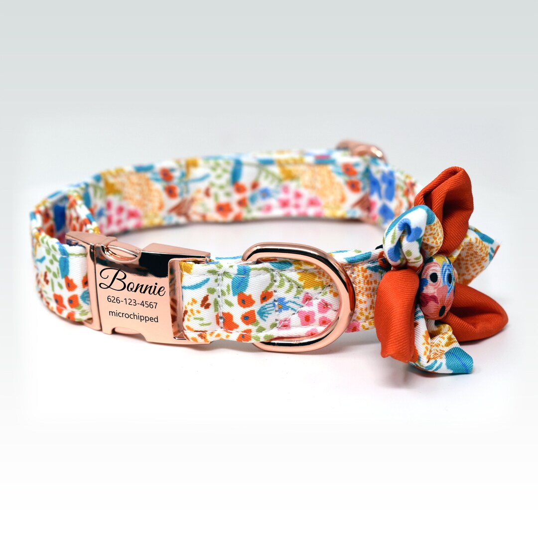 Dog Collar Personalized, Custom Dog Collar, Dog Collar Girl, Floral Dog