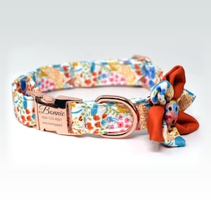 Dog Collar Personalized, Custom Dog Collar, Dog Collar Girl, Floral Dog Collar, gift for dog, Collar with flower, female dog Collar