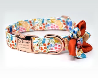 Dog Collar Personalized, Custom Dog Collar, Dog Collar Girl, Floral Dog Collar, gift for dog, Collar with flower, female dog Collar