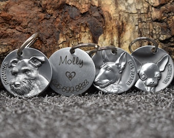 3D dog tags, Pet dog tag, dog ID tag, Personalized pet dog ID tag, puppy tag, dog ID Tag, dog tag for dogs, Silver Dog Tag