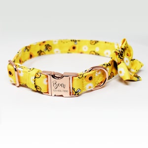 Personalized Dog Collar, Custom Engraved High Quality ID Dog Collar, Floral Dog Collar, gift for dog, Collar with flower, female dog Collar