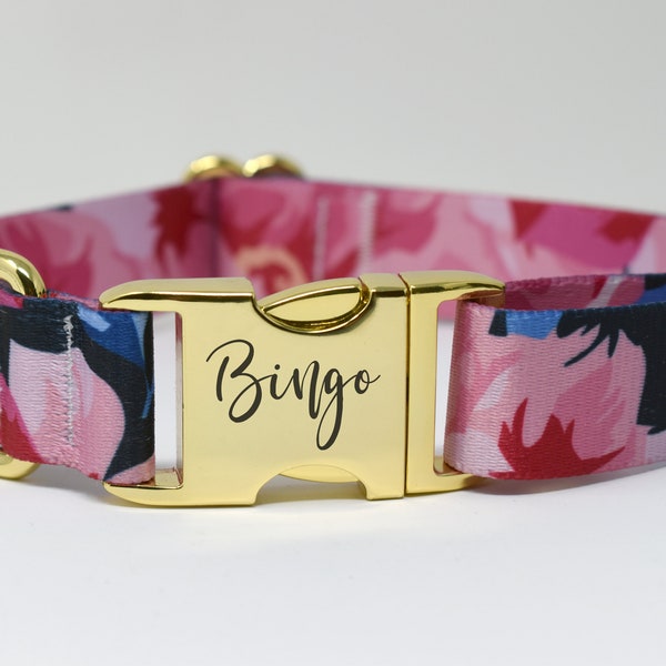 Personalized Dog Collar, Custom Engraved High Quality ID Dog Collar, Floral Dog Collar, gift for dog, Designer Collars, personalized collar