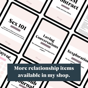 Kink List: Bdsm Training, Bdsm Workbook, Sex Journal, BDSM Journal, BDSM Planner, Sex Couples Questions, BDSM Checklist, Kink workbook image 8