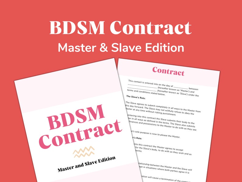 Bdsm Contract for Master & Slave Relationships: BDSM Workbook, Bdsm Planner, Bdsm Slave Journal, BDSM Contract, Mommydomme, FLR workbook 