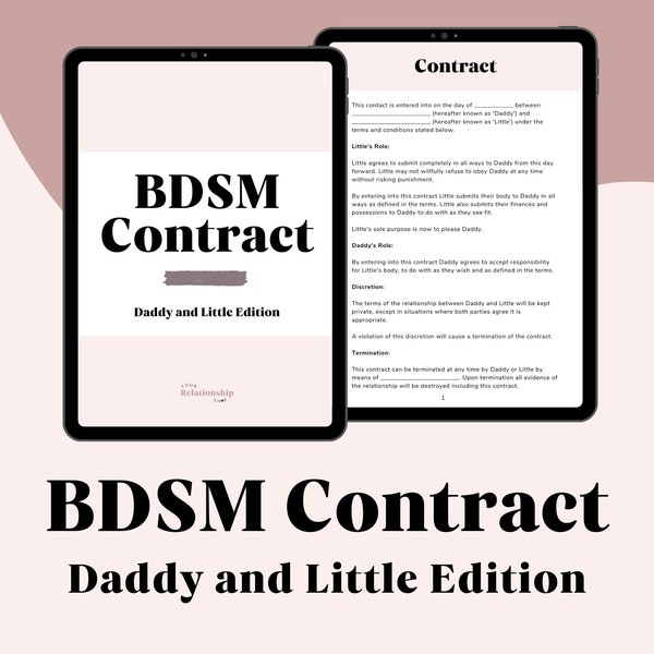 Bdsm Contract for DDLG Relationships: Dd/lg, Ddlg Contract, Chastity contract, Ddlg age play, Bdsm Workbook, BDSM Printables, Bdsm Collar