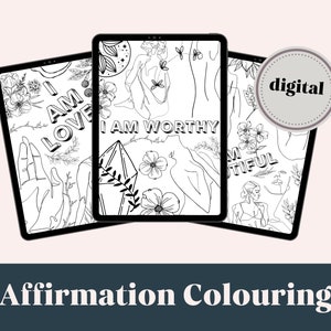 Páginas para colorir de autocuidado adulto: colorir empoderamento feminino, colorir inspirador, citações de meninas, afirmações positivas, páginas para colorir em PDF