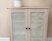 Vintage cane webbed drinks cabinet or bookcase