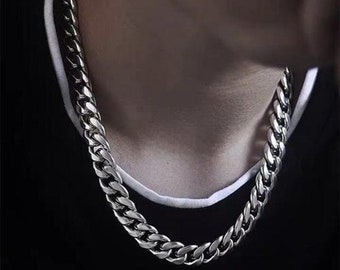 Men Curb Chain 925 Sterling Silver Plated Necklace 16-24" 4MM 6MM 8MM Women Gift Men Curb Chain 925 Sterling Silver Plated Necklace 16-24" 4MM 6MM 8MM Women Gift