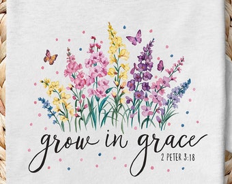 Wachsen in Anmut Blumen PNG | Christlicher Glaube Clipart (Digitale Datei)