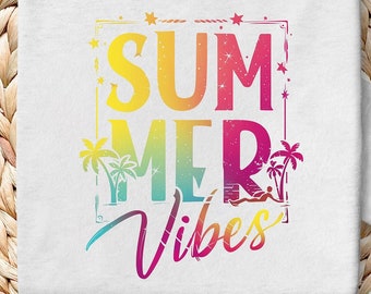 Summer Vibes PNG, Glitter Beach, Tropical Sunset (Digital Download)