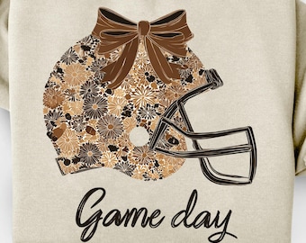 Floral Football Helmet PNG: Preppy Game Day Shirt Design (Digital Download)