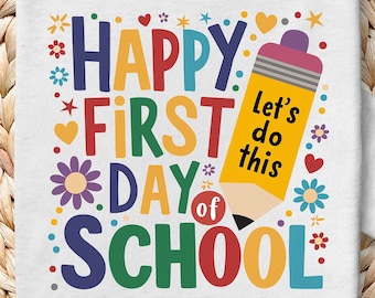 First Day Of School PNG, Teacher Pencil Design (Digital Download)