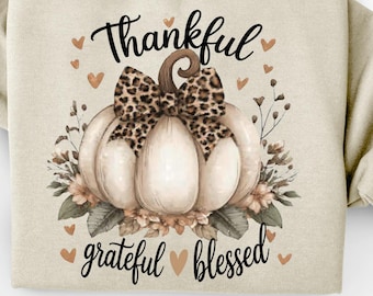 Citrouille bénie reconnaissante reconnaissante PNG, conception automne de Thanksgiving (Clipart numérique)