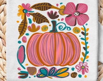 Boho Floral Leopard Pumpkin PNG, Fall Sublimation (Digital Download)