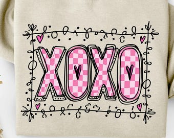 Xoxo Hearts Valentine's Day PNG, Doodle Heart Clipart (Digital Download)