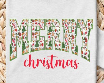 Retro vrolijk kerstfeest, png, kerstshirtontwerp (digitale download)
