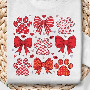 Dog Valentine Coquette Png, Dog Mom Png, Valentine&#39;s Day Png, Dog Paw Print Heart Png, Dog Lover Png, Valentine Shirt Design Png